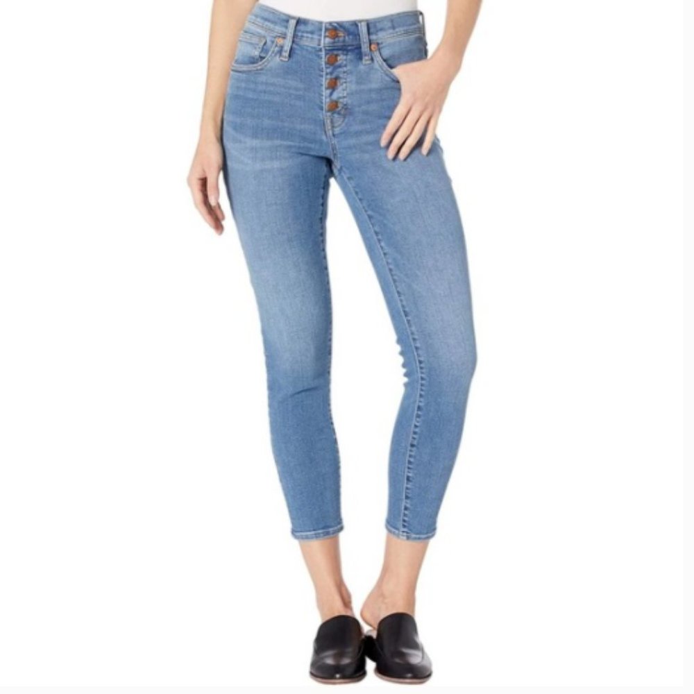 Madewell 9" high riser skinny skinny crop Button